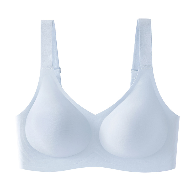 Gran tamaño de soporte suave de jalea ropa interior damas sin marcas sin anillo de acero sujetador recopilado anti-caída sujetador de copa fija
