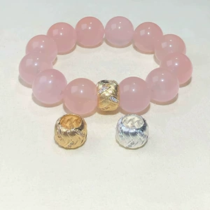 High Color Retention 14K Color-Preserving Diamond-Encrusted Brushed Large Hole Transfer Beads Wool Ball Spacer Beads DIY Bracelet Necklace Accessories