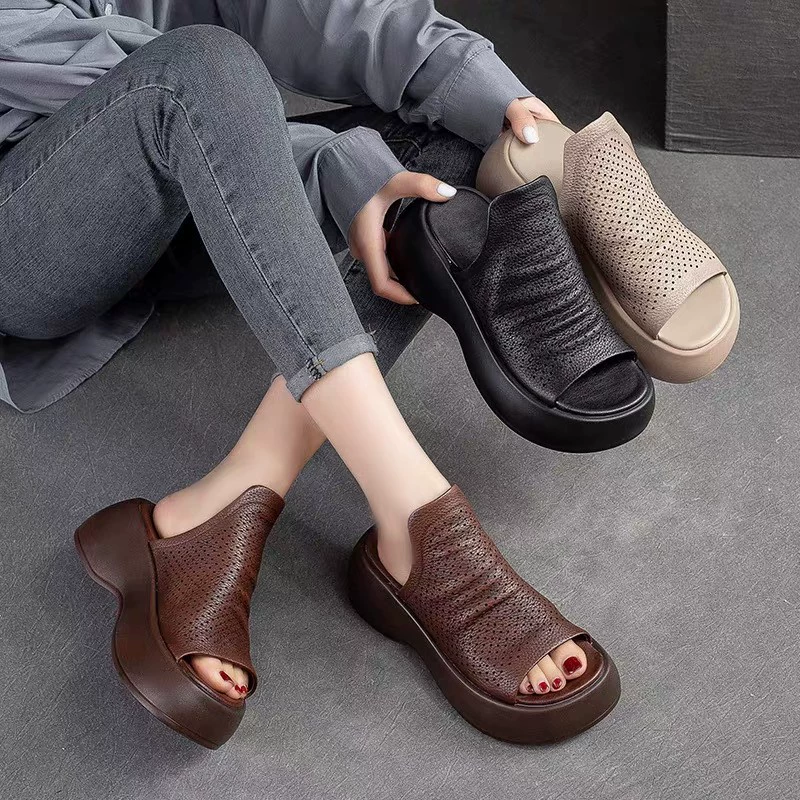 Summer retro slippers, sandals, 2023