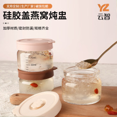 硅胶盖燕窝炖盅高硼硅玻璃小号家用隔水煲汤炖罐辅食碗带盖分装瓶