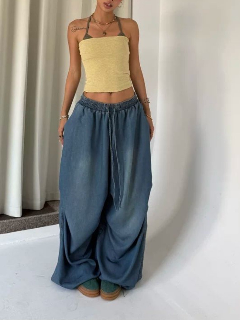 Cross-Border European And Versatile Jeans For Women 2025 American Retro High Street Wide-Leg Loose Long Pants Trendy Ins_ecoleips.com