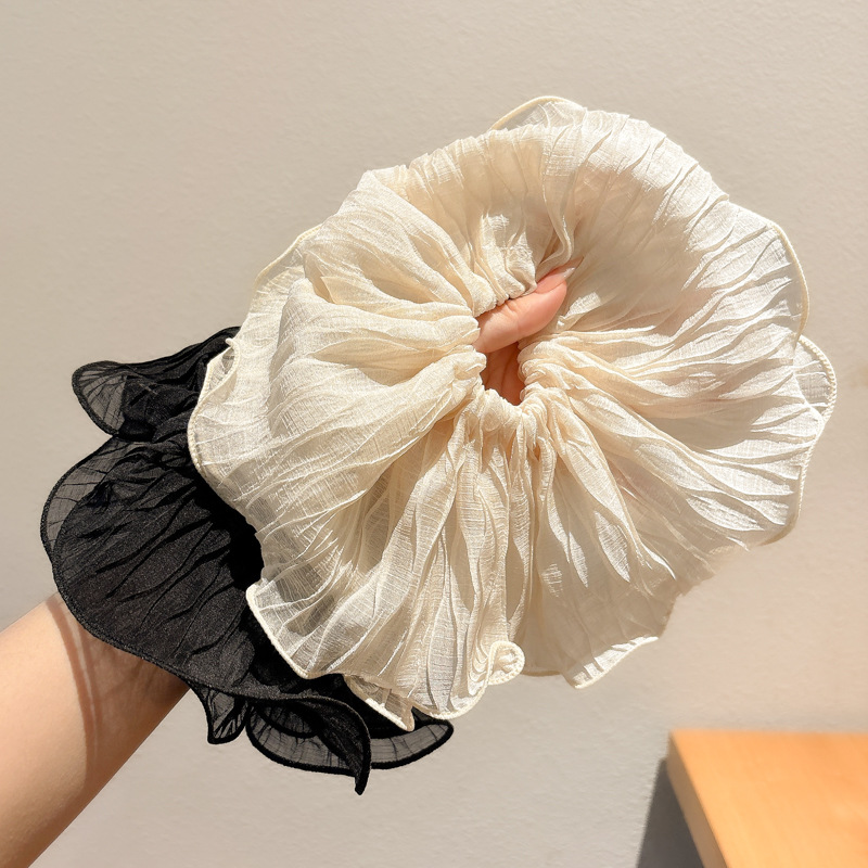 Primavera y verano coreanos plegado anillo de cabello colostal de alto nivel cuerda de cabello flor de cabello versátil simple cuerda de cabello colostal de cerdo