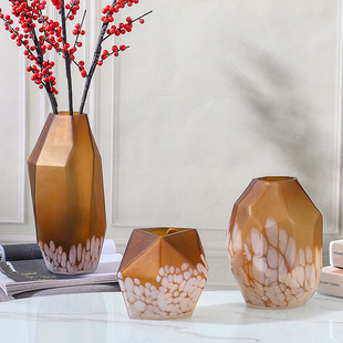 新款现代简约几何描金玻璃花瓶 北欧风花瓶摆件客厅插花装饰批发详情28