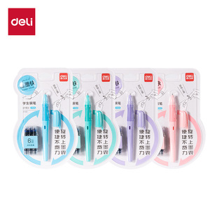 Deli Sf568 Student Fountain Pen Ef Dark Crystal Blue Student Fountain Pen Triangle Grip Correction Grip Pen Set