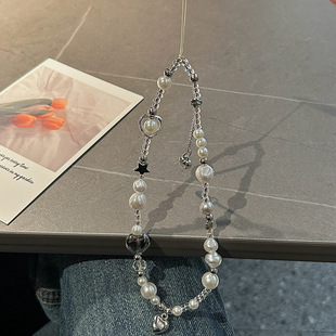 Advanced Pearl Love Pendant Beaded Mobile Phone Chain CCD Camera Pendant Bag Hanging Ornaments Mobile Phone Case Lanyard Women