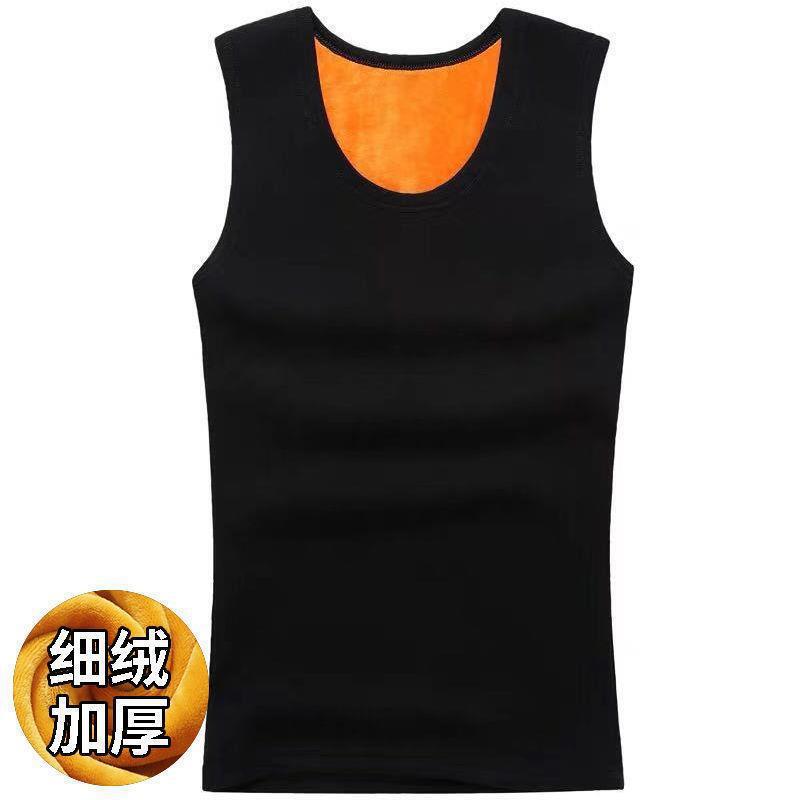 Gold Men's Autumn and Winter Warm Vest Sleeveless fleece-lined Thick Cotton Vest Vest Heating Base Waistcoat