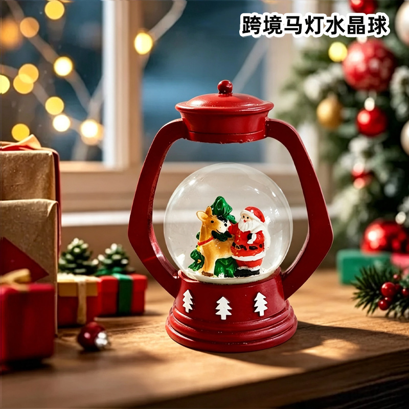跨境新品厂家供应马灯水晶球支持定制桌面装饰圣诞饰品量大价优