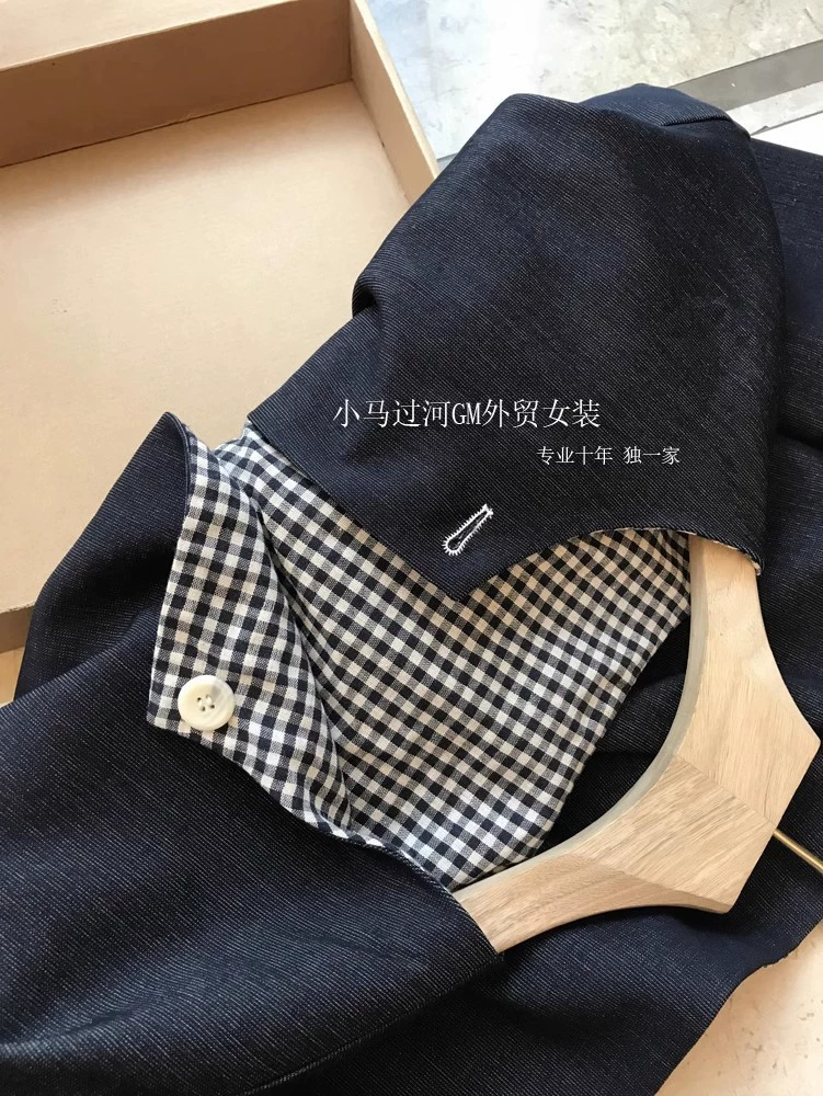 Куртка в стиле Chanel двусторонняя, свободного кроя, реверсивная, синий, размеры M–XL