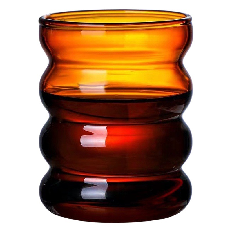 De alta apariencia de color corrugado taza de vidrio taza de café taza de leche hogar lindo espiral oruga taza de círculo