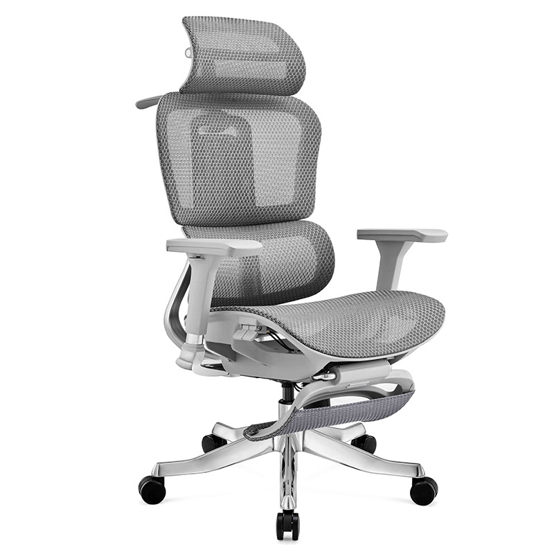 Silla de oficina ergonómica 4D | Reposacabezas y respaldo ajustable | Silla de computadora de aluminio