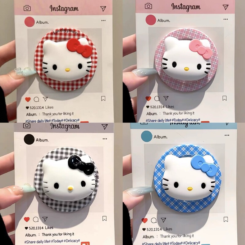 New Plaid Stereo Kitty Avatar Suitable for Magsafe Magnetic Holder Super Strong Adsorption Desktop Air Bag for Women