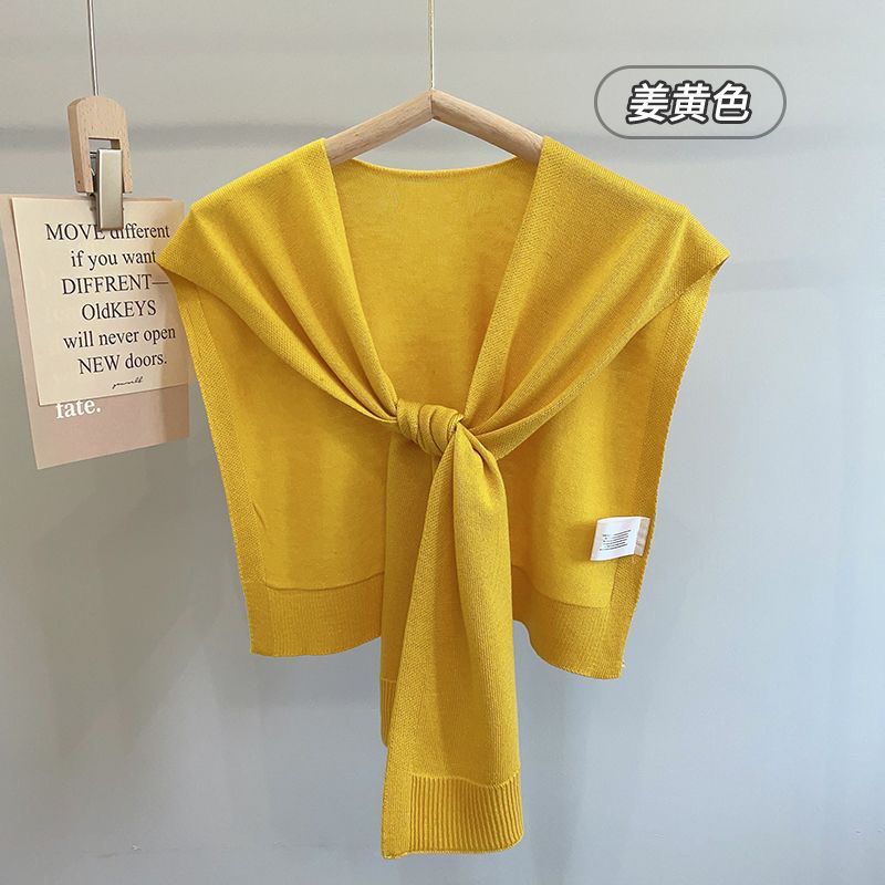 Core-spun yarn shawl for women, new knitted cardigan to wear over a shirt, high-end trendy woolen shoulder wrap, autumn and winter scarf