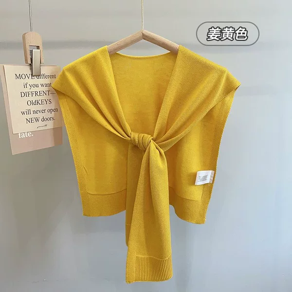 Core-spun yarn shawl for women, new knitted cardigan to wear over a shirt, high-end trendy woolen shoulder wrap, autumn and winter scarf