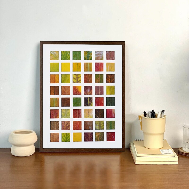 Solid Wood Fallen Leaf Grid Photo Frame 48 Grid Leaf Specimen for Couples and Besties Framed Large Size Grid Photo Frame Solid Wood Fallen Leaf Grid Photo Frame 48 Grid Leaf Specimen for Couples and Besties Framed Large Size Grid Photo Frame