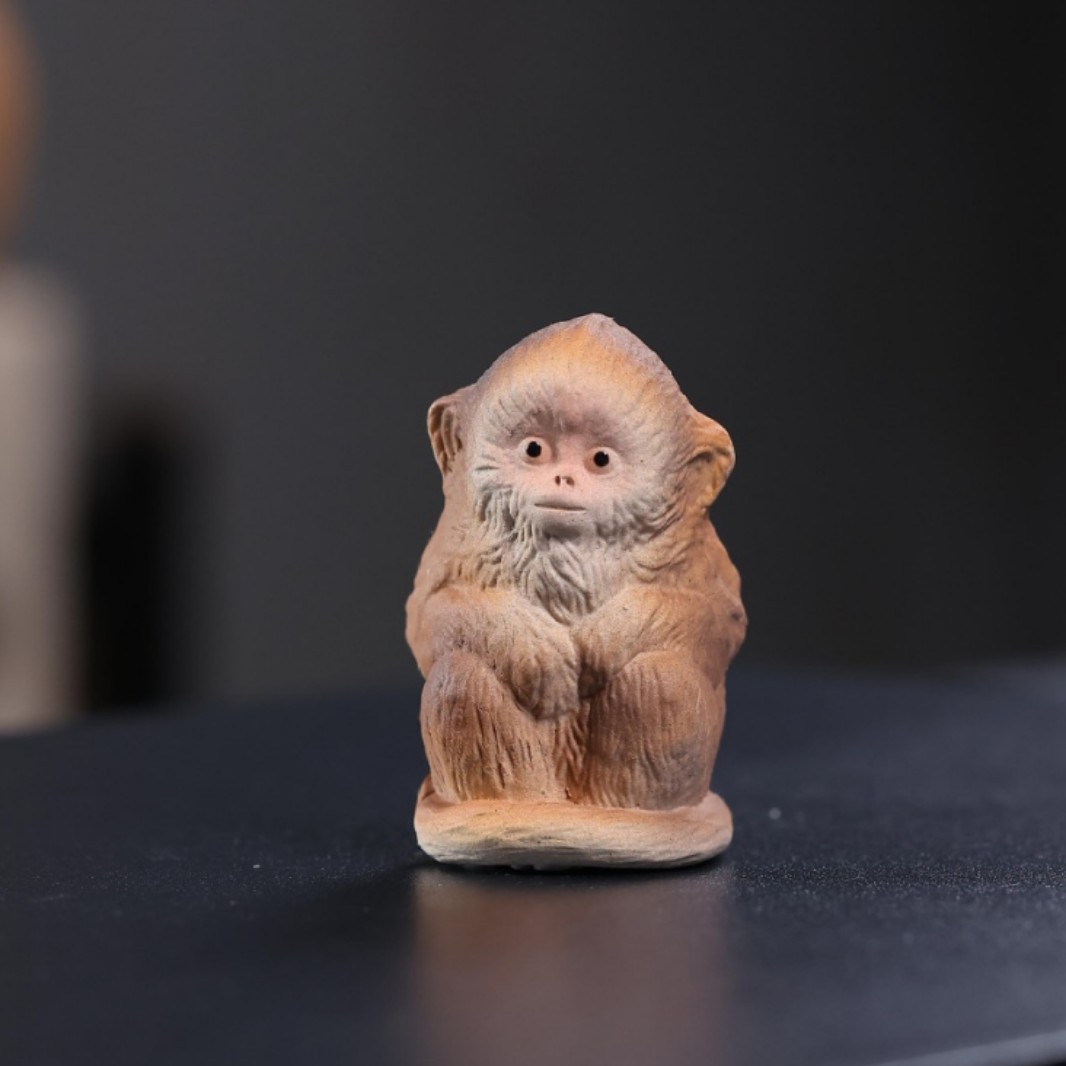 紫砂猴子茶宠微景观创意仿生可爱动物装饰配件小摆件桌面创意猴子