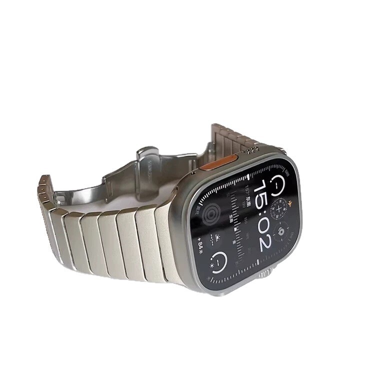 Apple s10 時計ストラップチタン Applewatch9/8/7ultra1/2 バタフライバックルステンレススチール時計ストラップに適しています。|undefined
