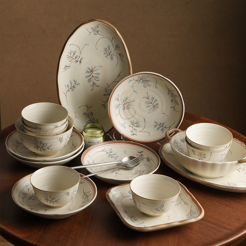 Underglaze Colored Rice Bowls for Home Use, New Stylish Ceramic Plates, Particularly Beautiful Large Soup Bowls, Dinnerware Set Bowls and Plates Underglaze Colored Rice Bowls for Home Use, New Stylish Ceramic Plates, Particularly Beautiful Large Soup Bowls, Dinnerware Set Bowls and Plates