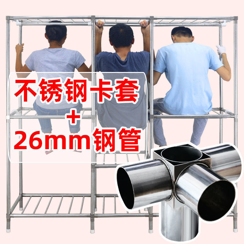 wardrobe Storage rack Ferrule reinforce Bold Steel pipe thickening Cotton cloth wardrobe Double Large Wardrobe