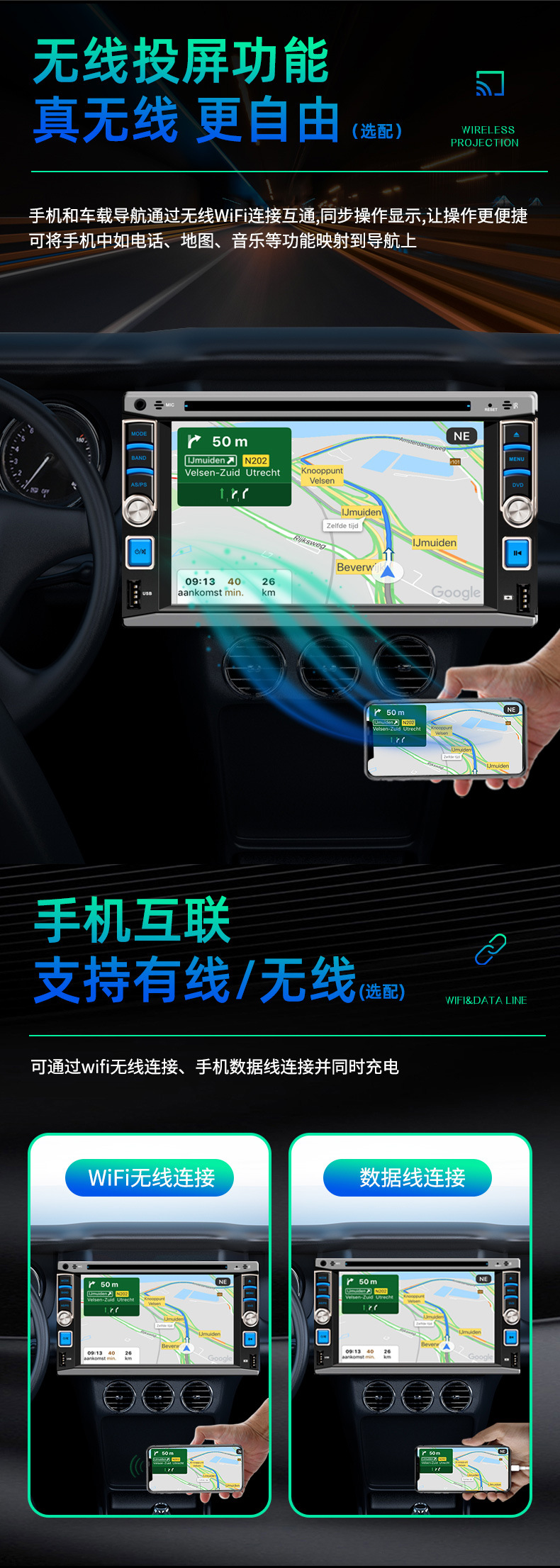 Cross-border 6.2-inch Universal central control screen reversing Image Wireless carplay car navigation car DVD player