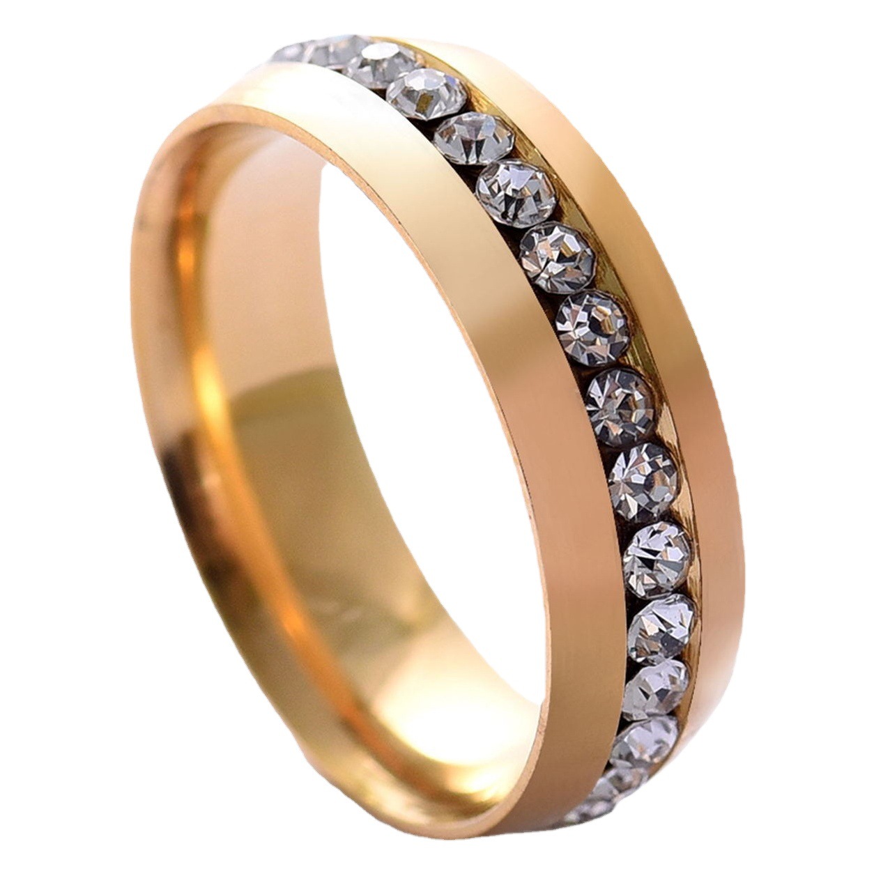 Stainless steel ring Europe and the United States cross-border Diamond titanium steel ring ring female cold Korean style personality retro niche 6mm