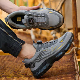 2025新款safety shoes跨境劳保鞋男款带旋钮防砸防刺穿高帮安全鞋