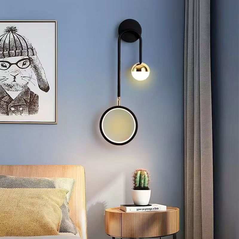 lámpara de pared dormitorio iluminación de cabecera nórdica moderna minimalista lujoso pasillo de la sala de estar iluminación de pared de fondo creativa