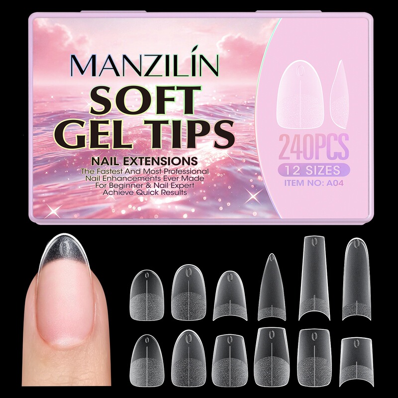 Nail tips with full and semi-matte finish, slim straight style with guide lines, semi-adhesive nail tips, no need for polishing, ultra-thin and seamless