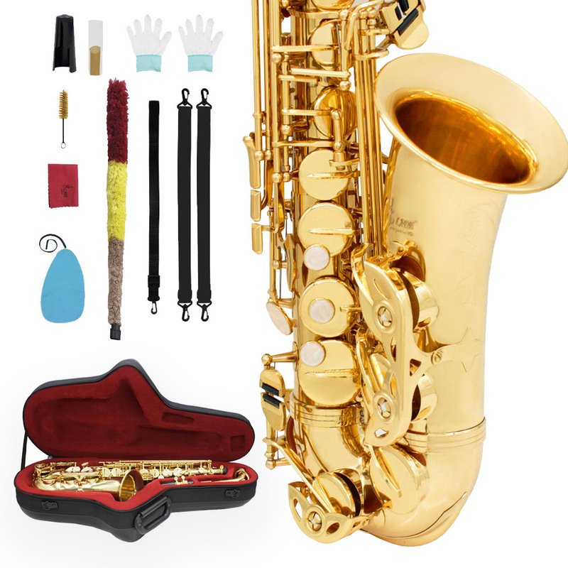 alto saxophone saxophone saxophone musical instrument brass lacquered gold saxophone drop e tone beginner adult performance level full set of accessories