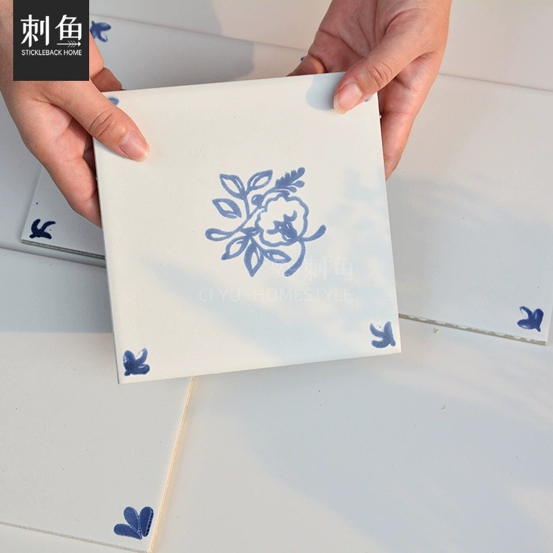 Сине-белая фарфоровая плитка ручной работы, маленькая плитка для кухни, настенная плитка для ванной комнаты, балконная напольная плитка 200x200, новая китайская французская ретро