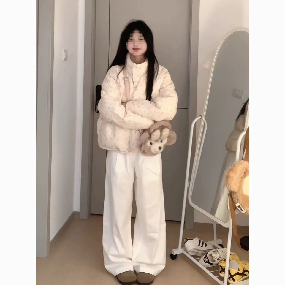 2024 зимний новый сладкий цветочный хлопчатобумажный костюм женский короткий сладкий дизайн