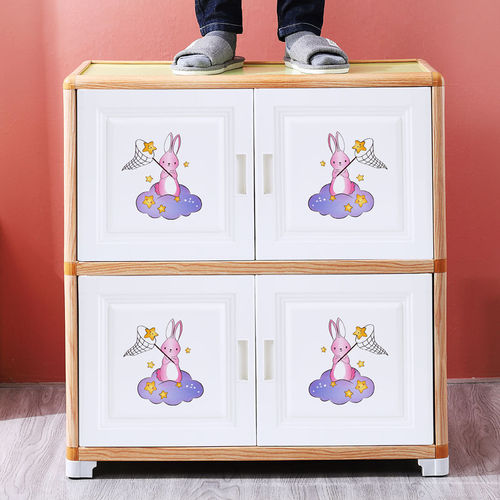 szq双开门儿童塑料衣柜收纳柜玩具衣服储物柜子简易组装大容量多