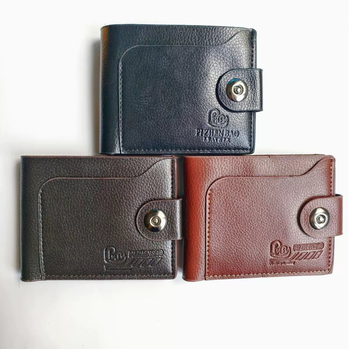 青年男士时尚磁扣钱包 黑棕浅三色仿皮质地 简约实用厂家现货直发