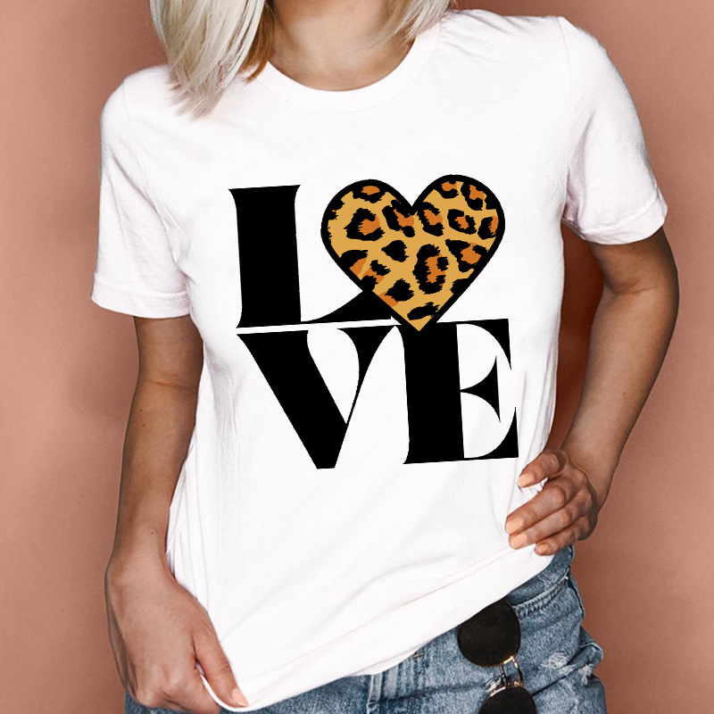 Women's T-shirt Short Sleeve T-shirts Printing Fashion Heart Shape display picture 5