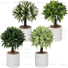 新款仿真盆栽小花围蘑菇树纸浆盆景跨境假花家居装饰桌面绿植摆件