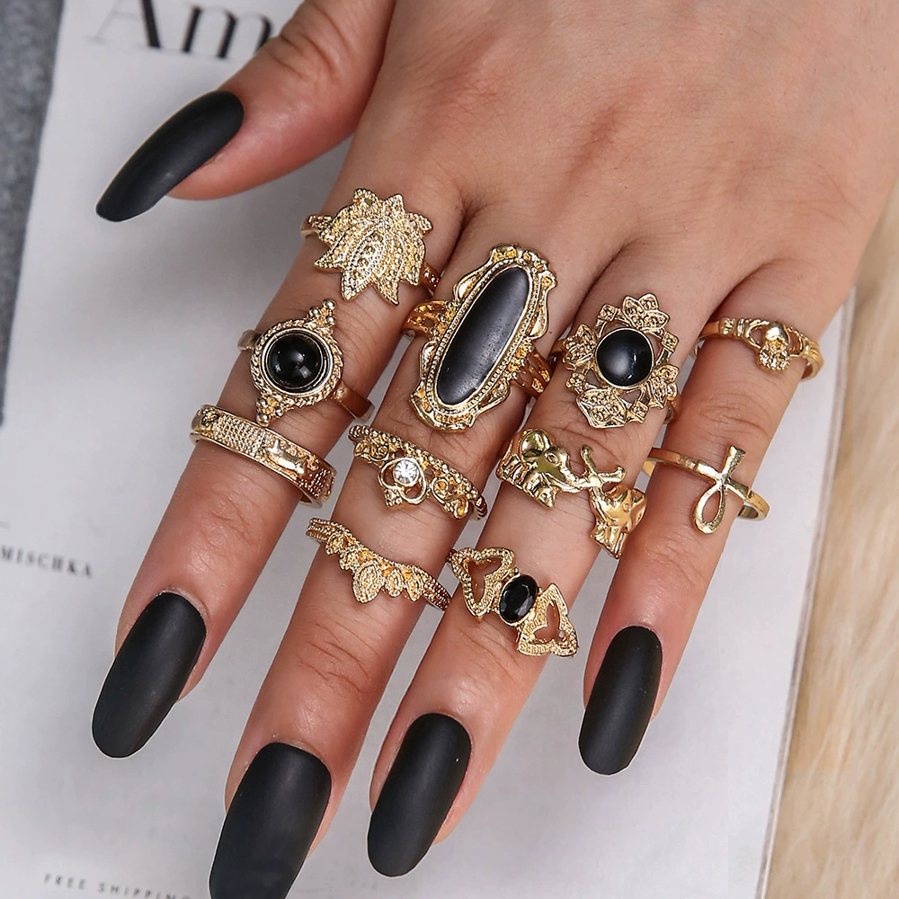 (Cross-border trading), accessory, set, ring, European style, with gem, 11 pieces