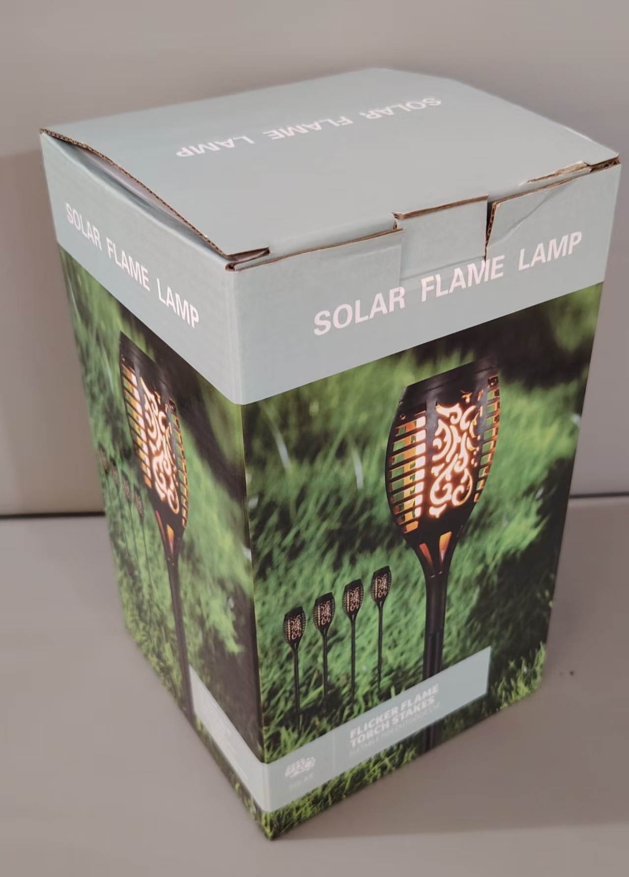 Amazon directa llama solar 12 antorchas LED decoración de jardín solar en stock