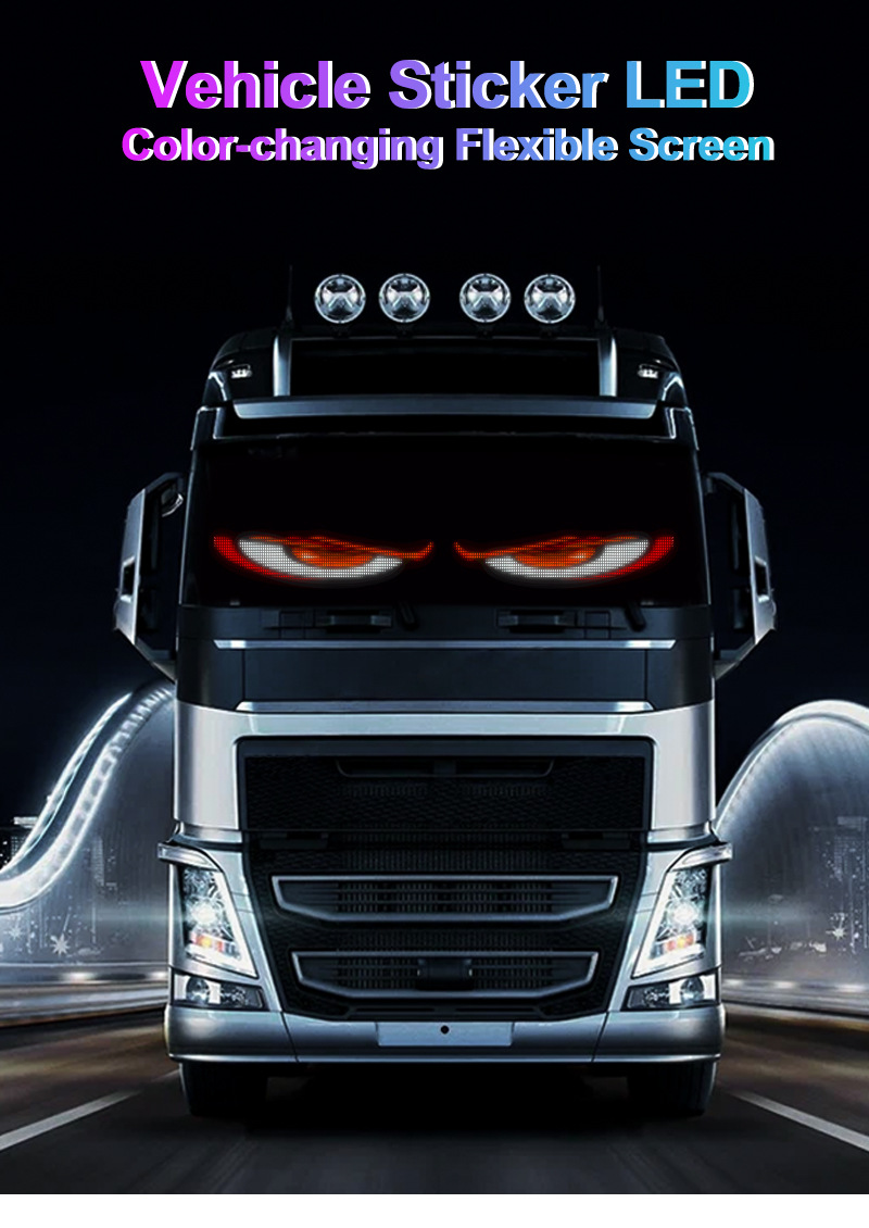 Truck Devil's Eye Led Lighting Soft Screen Car Truck Eye Light Bluetooth Dynamic Led Flexible Advertising Screen