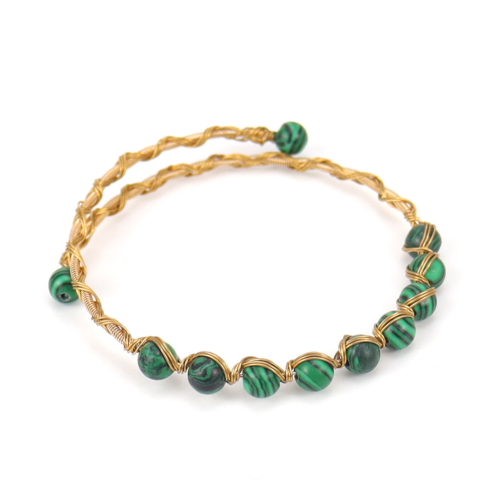 Retro Geometric natural stone Crystal Copper Handmade Bracelets 1 Piece