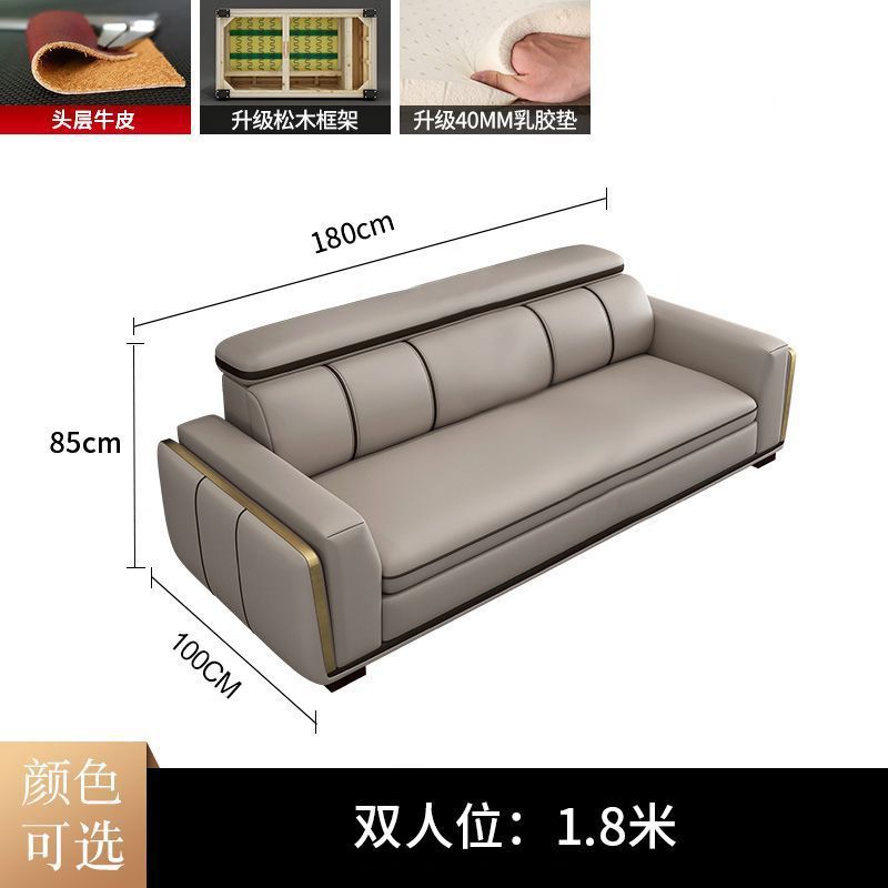 Sofá de cuero de piel de vaca de primera capa de lujo ligero italiano sala de estar apartamento grande y pequeño en línea recta combinación de chaise sofá de cuero para el hogar