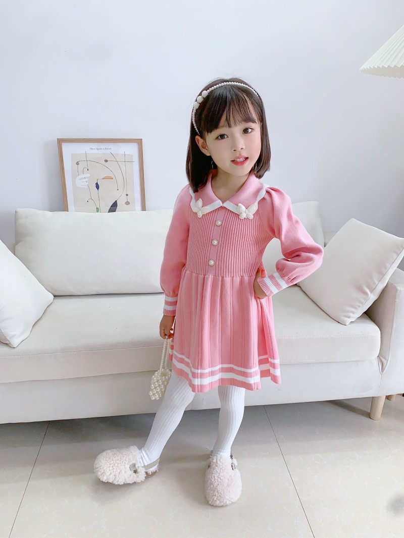 Mädchen Pullover 2023 Herbst/Winter Neue Koreanische Ausgabe Ausländer Mädchen Baby Stricken Mode Süße Prinzessin Kleid_voghion.com