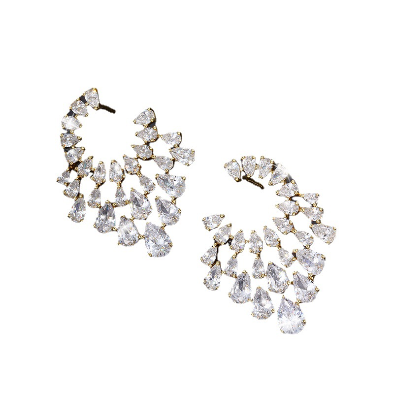 Xuping joyería Super brillante elegante de las mujeres pendientes de alto grado de luz de lujo elegante lleno de diamantes pendientes de moda de lujo pendientes personalizados