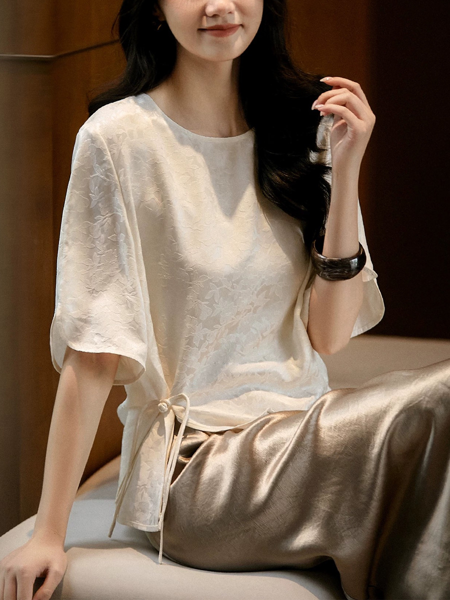 Dây buộc tóc nơ satin trắng ngọc trai — ngọc trai trắng