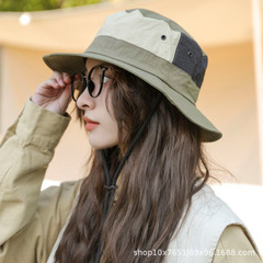 Japanese color-blocked fisherman's hat for women in spring and summer, all-match casual camping, mountain climbing and cycling sun protection sunshade hat