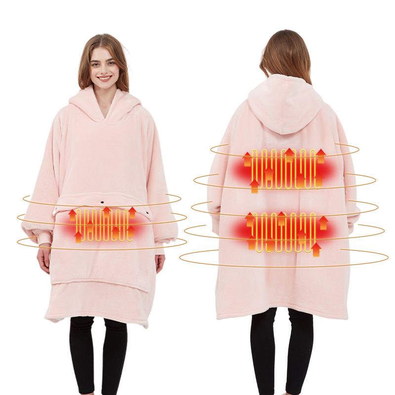 Cross-border heating sweater hooded lazy blanket custom USB three-zone heating wearable blanket one piece Cross-border heating sweater hooded lazy blanket custom USB three-zone heating wearable blanket one piece
