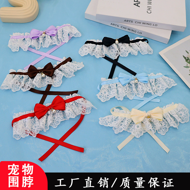 2025 nuevo collar de mascota lindo gato pequeño y medio collar de joyería perro campana corbata al por mayor