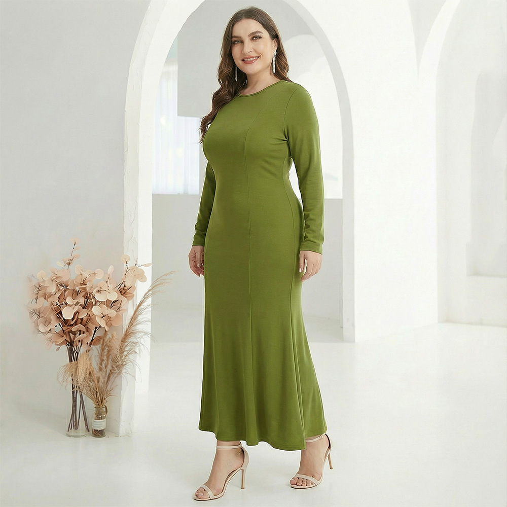 Middle Eastern Women's Clothing, Dubai Robe, Plus-size Commuter Milk Silk Skirt, Cross-border Long Dress,_ecoleips.com