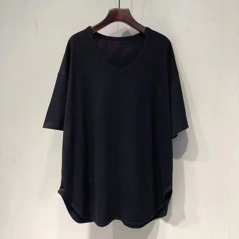 ファットmm 150kg ゆったり大きいサイズ ミドル丈 UVカラー 半袖 Tシャツ レディース 夏新作 韓国版 痩身お腹カバートップ|undefined