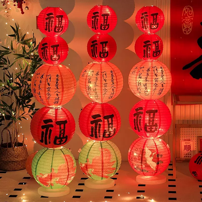 元宵节灯笼2026新款中式古风立柱宫灯商场氛围感场景布置装饰摆件