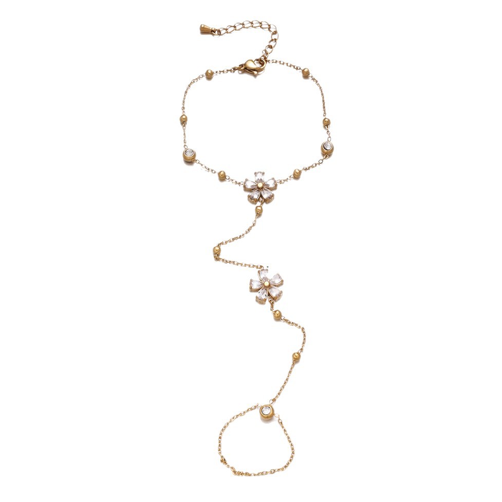 Pulsera de acero inoxidable europea y americana de lujo ligera, nicho, colgante de flores, colgante de flores, pulsera de acero inoxidable no se desvanece.