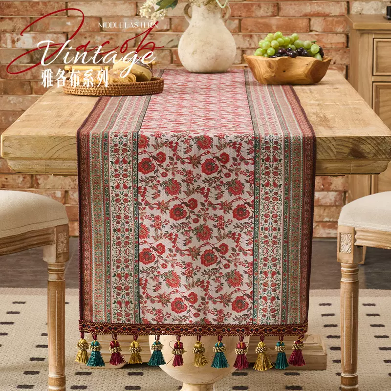 跨境专供轻奢氛围桌旗家用茶几装饰布餐厅宰牲节防水餐垫防滑耐磨